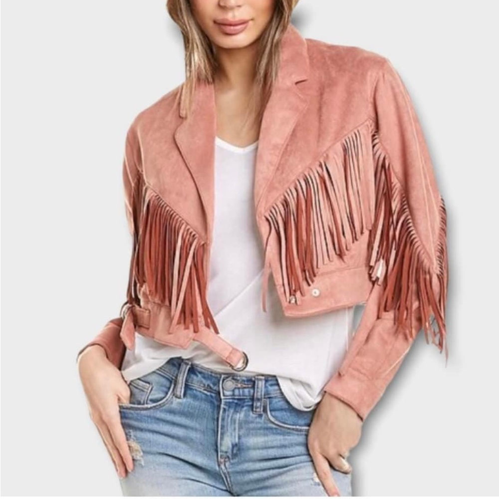 Blush Pink Fringe Western Jacket